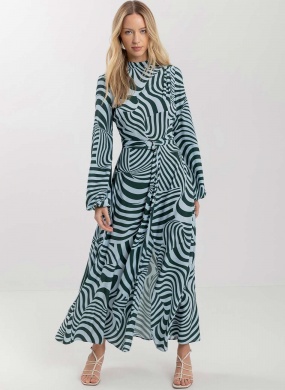 Vestido Midi Ch� Lez a Lez em Viscose Estampada - Foto 1