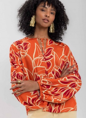 Blusa Manga Ampla Amarra��o Frontal Lez a Lez - Foto 1
