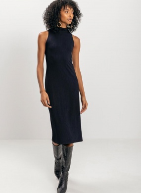 Vestido Midi B�sico Lez a Lez em Viscolycra Canelada - Foto 1