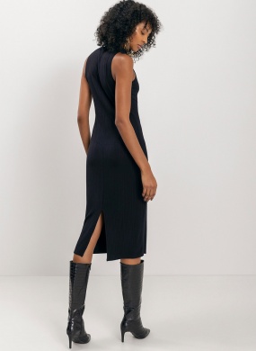 Vestido Midi B�sico Lez a Lez em Viscolycra Canelada - Foto 3