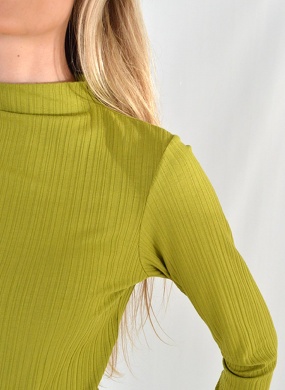 Blusa Manga Longa B�sica Canelada Lez a Lez Verde - Foto 4