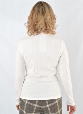 Blusa Manga Longa B�sica Canelada Lez a Lez Branca - Foto 3
