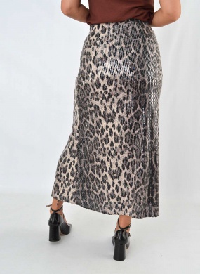 Saia Animal Print Paet�s Cor Mescla - Foto 2