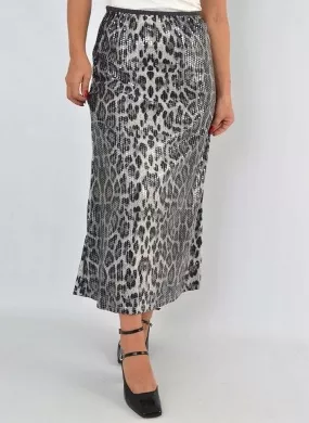 Saia Animal Print Paetês - Foto 1