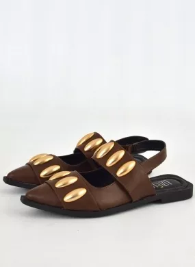 Slingback Couro Café Lizi E Lizi - Foto 1