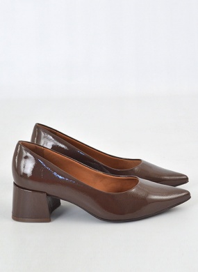 Scarpin Couro Verniz Caf� Tabita - Foto 3