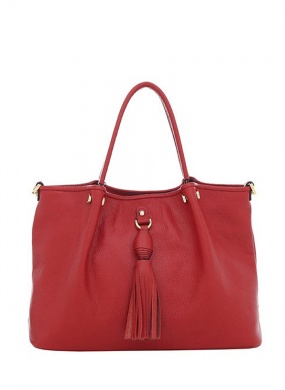 Bolsa De M�o Grande Em Couro Cor Cereja Smartbag - Foto 1