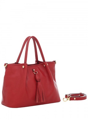 Bolsa De M�o Grande Em Couro Cor Cereja Smartbag - Foto 2