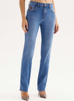 Cal�a Jeans Reta Rubi Straight Flor de Lis - Foto 1
