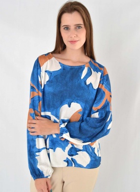 Blusa Solta Estampa C�u Florido Flor de Lis - Foto 1