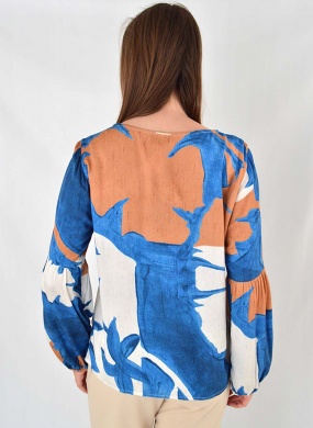 Blusa Solta Estampa C�u Florido Flor de Lis - Foto 3