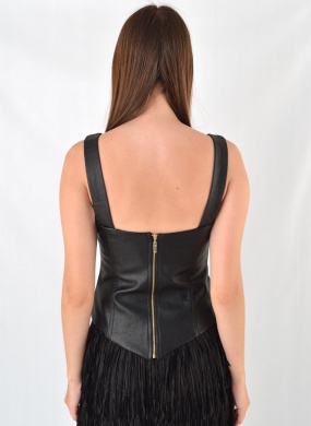 Blusa Corset Em Pu Preto Alice - Foto 3