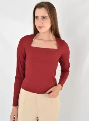 Blusa Justa Canelada Cor Vermelho Flor de Lis - Foto 1
