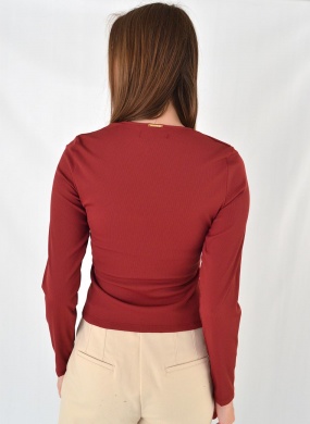 Blusa Justa Canelada Cor Bord� Flor de Lis - Foto 3