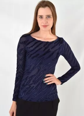 Blusa Efeito Devorê Veludo Flor de Lis - Foto 1