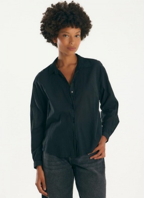 Camisa Preta Voil Cant�o - Foto 1