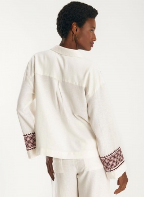 Camisa Linho Bordado Barcelona Cant�o - Foto 4