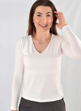 Blusa B�sica Viscolycra Off White Declari - Foto 1