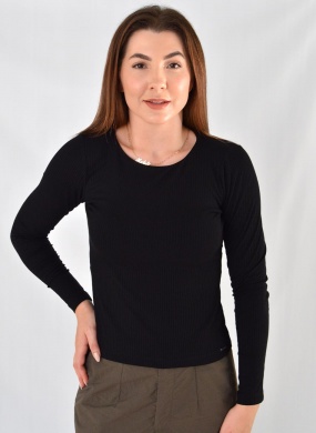 Blusa Justa Canelada Preta Declari - Foto 1
