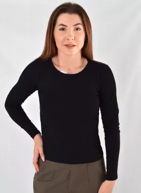 Blusa Justa Canelada Preta Declari - Foto 1