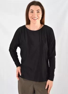 Blusa Ampla Manga Longa Preto Com Fio de Brilho Declari - Foto 1