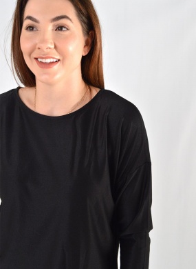 Blusa Ampla Manga Longa Preto Com Fio de Brilho Declari - Foto 2