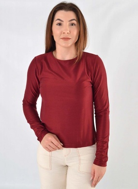 Blusa B�sica Manga Longa Bordo Com Fio de Brilho Declari - Foto 1
