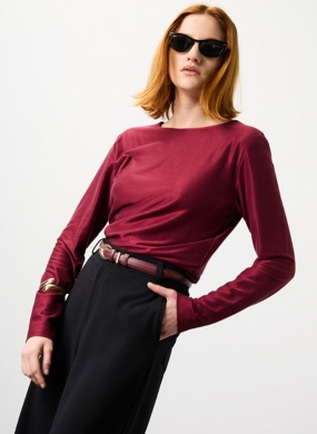Blusa B�sica Manga Longa Bordo Com Fio de Brilho Declari - Foto 3
