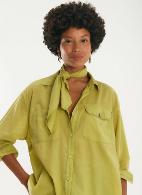 Camisa Voil Com Len�o Verde Cant�o - Foto 1