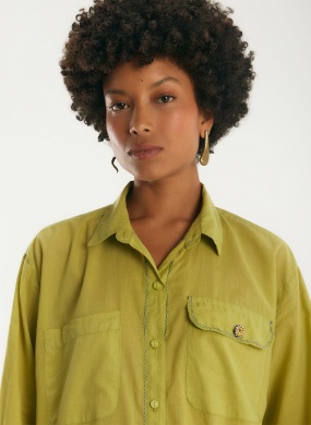 Camisa Voil Com Len�o Verde Cant�o - Foto 3