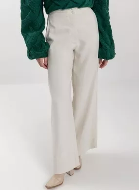 Calça Reta Em Alfaiataria Com Cintura Média Off White Lez a Lez - Foto 1