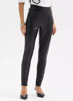 Calça Legging Térmica De Pu Preta Flor de Lis - Foto 1