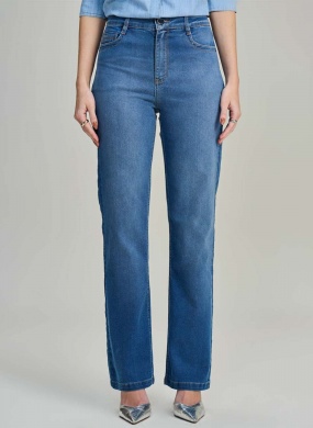 Cal�a Reta Em Jeans Estonagem M�dia Scalon - Foto 1