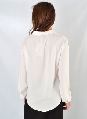 Camisa De Mangas Longas Com Punhos El�sticos Em Crepe Off White Lez a Lez  - Foto 3