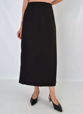 Saia Maxi Midi Solta Preta Flor de Lis - Foto 1