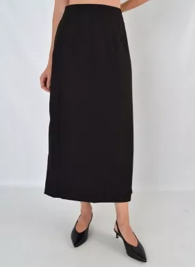 Saia Maxi Midi Solta Preta Flor de Lis - Foto 1