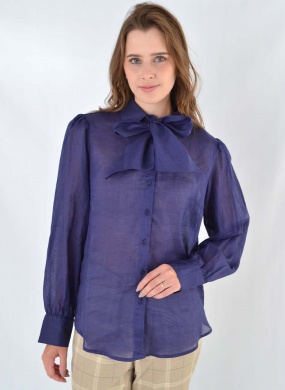 Camisa Voil de Rami Azul Gatos e Atos - Foto 1