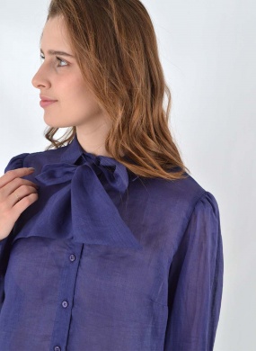 Camisa Voil de Rami Azul Gatos e Atos - Foto 2