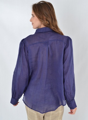 Camisa Voil de Rami Azul Gatos e Atos - Foto 3