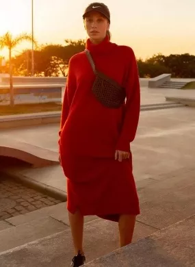 Vestido Tricot Midi Vermelho Biamar  - Foto 1