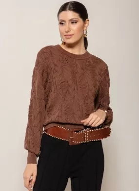 Blusa Tricot De Algodão Marrom Biamar  - Foto 1