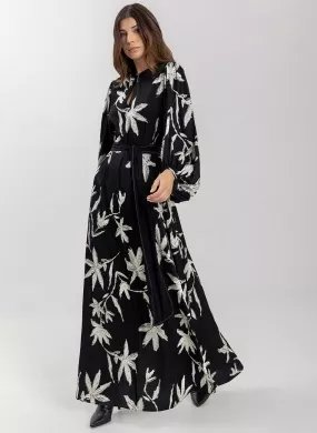 Vestido Longo Estampa Canvas Preto Lez a lez - Foto 3