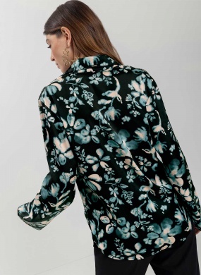 Blusa Cetim Estampada Swamp Flower Preta Lez a Lez - Foto 2