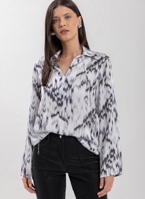 Blusa Cetim Estampada Graphite Cinza Lez a Lez - Foto 1