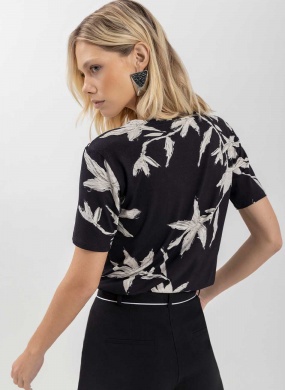 Blusa Manga Curta Estampa Canvas Preto Lez a Lez - Foto 3