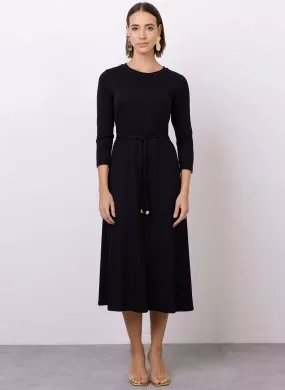 Vestido Midi Moletinho Preto Seiki - Foto 1