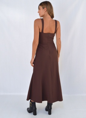 Vestido Midi Alfaiataria Alice Cor Marrom - Foto 3
