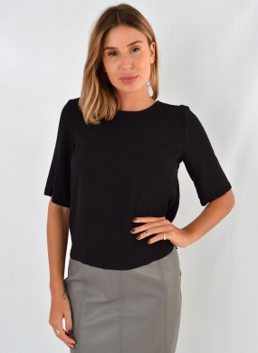 Blusa Viscose Cor Preta Flor de Lis - Foto 1