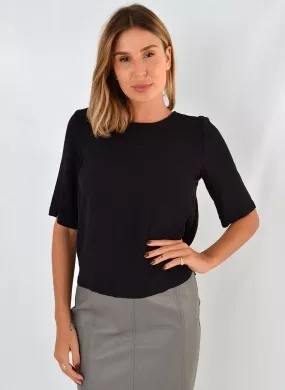 Blusa Viscose Cor Preta Flor de Lis - Foto 1