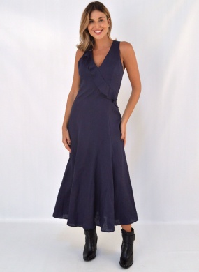 Vestido Linho Marinho Betelgeuse  - Foto 1